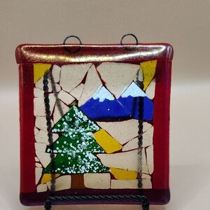 Colorful Mosaic Fused Art Glass Piece
